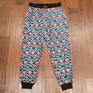 Black/Blue/Pink Patterned Sweatpants - Size L